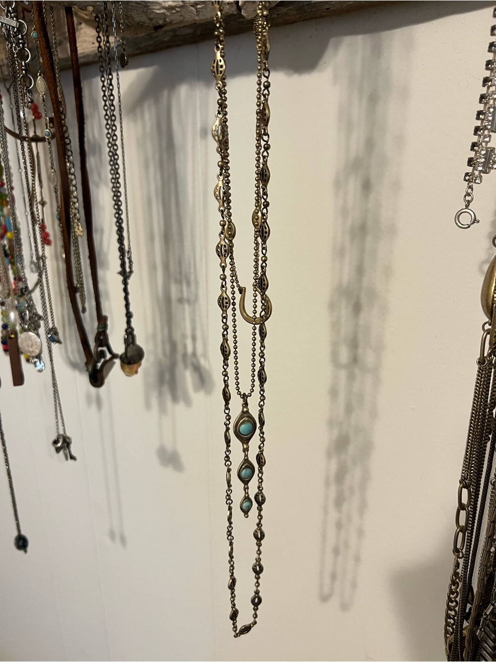 Lucky Brand triple Gold-Tone Necklace with Turquoise Accents - Women Jewelry